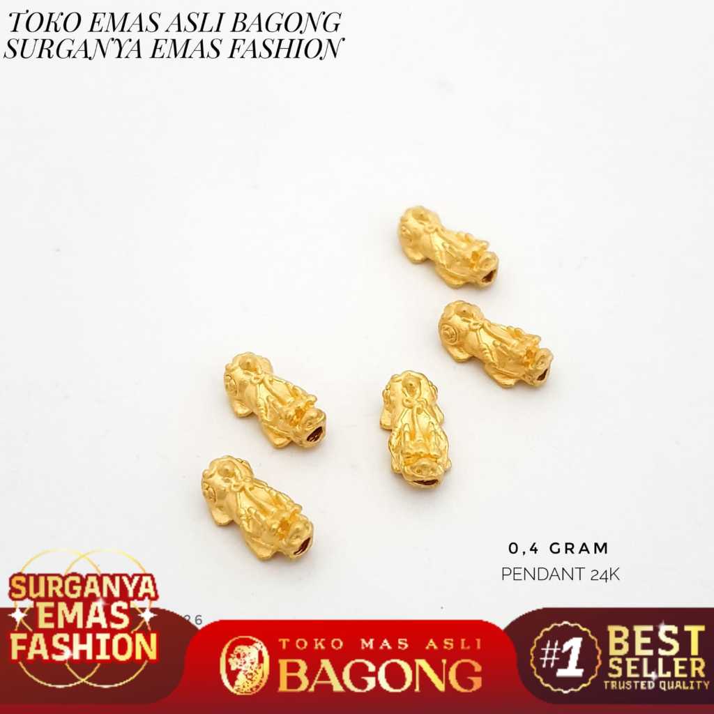 LIONTIN / CHARM NAGA PIXIU EMAS 24K HK HONGKONG 999% - ASLI BAGONG GOLD BAGONG EMAS