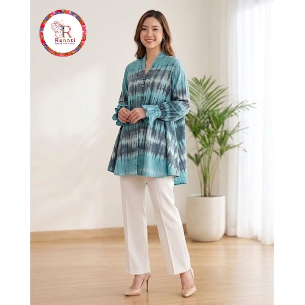 Tunik Shibori Top, Atasan Batik Wanita Elegan - Model Modern