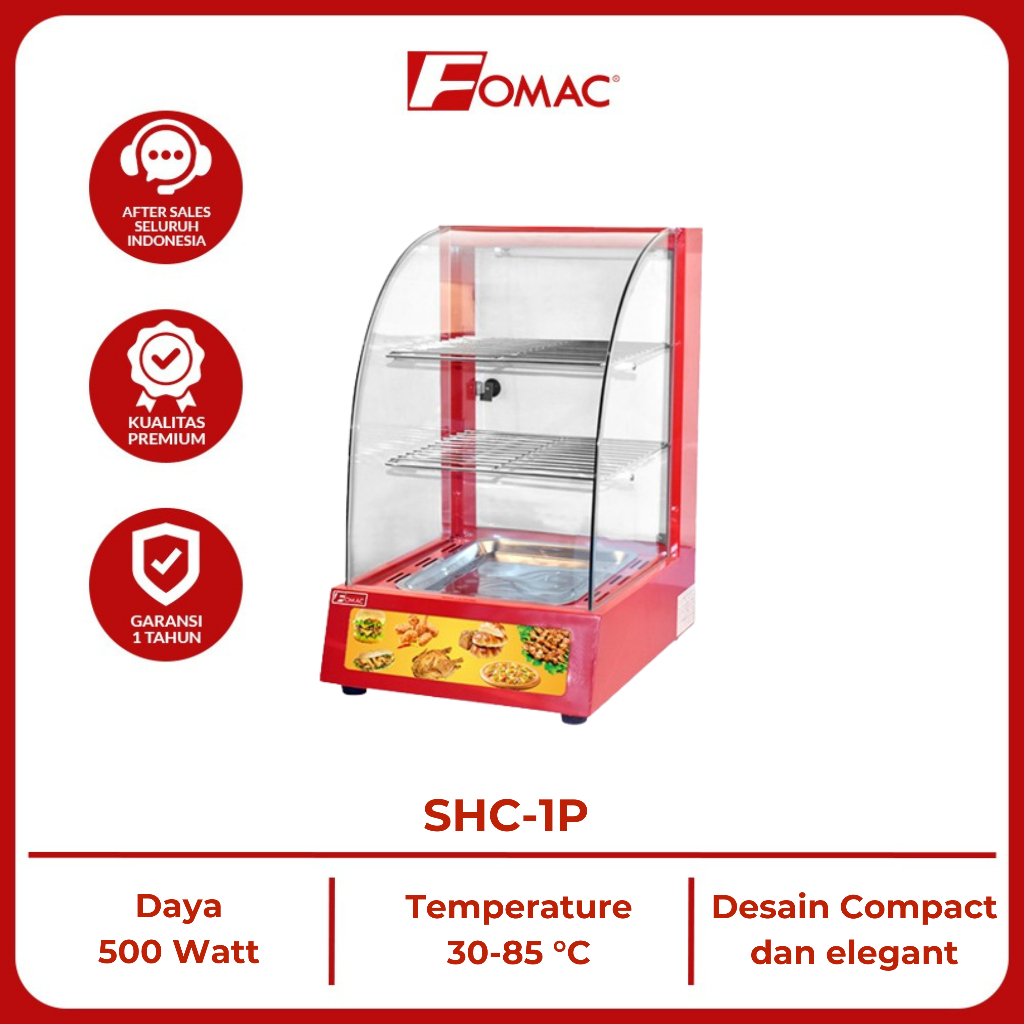 FOMAC Showcase Food Warmer SHC-1P Mesin Penghangat Makanan Gorengan Etalase Penghangat Makanan