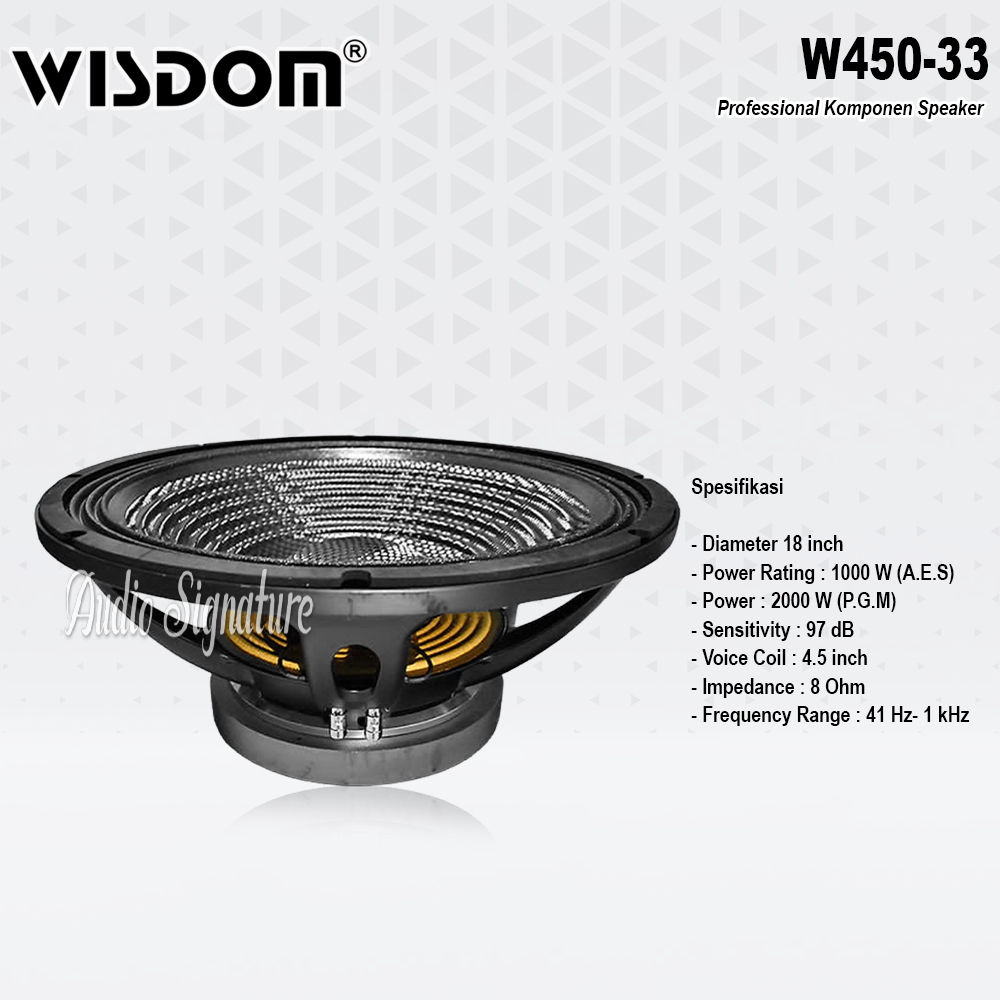Komponen Speaker 18 Inch WISDOM W45033 | W450 33 | W 450 33 Carbon Original
