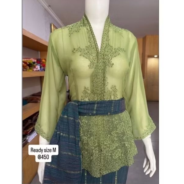 kebaya bordir hijau muda payet