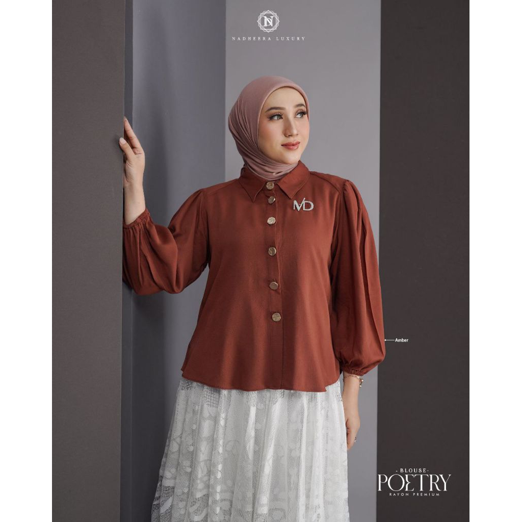 BAJU ATASAN WANITA BLOUSE KEMEJA RAYON PREMIUM NADHEERA, GHIINA, FEE FASHION, LATISZA