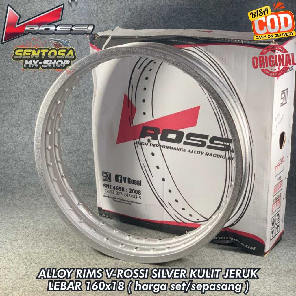 [ SEPASANG ] VELG / ALLOY RIM V ROSSI 160/160 RING 18 SILVER KULIT JERUK / SANDBRUSH