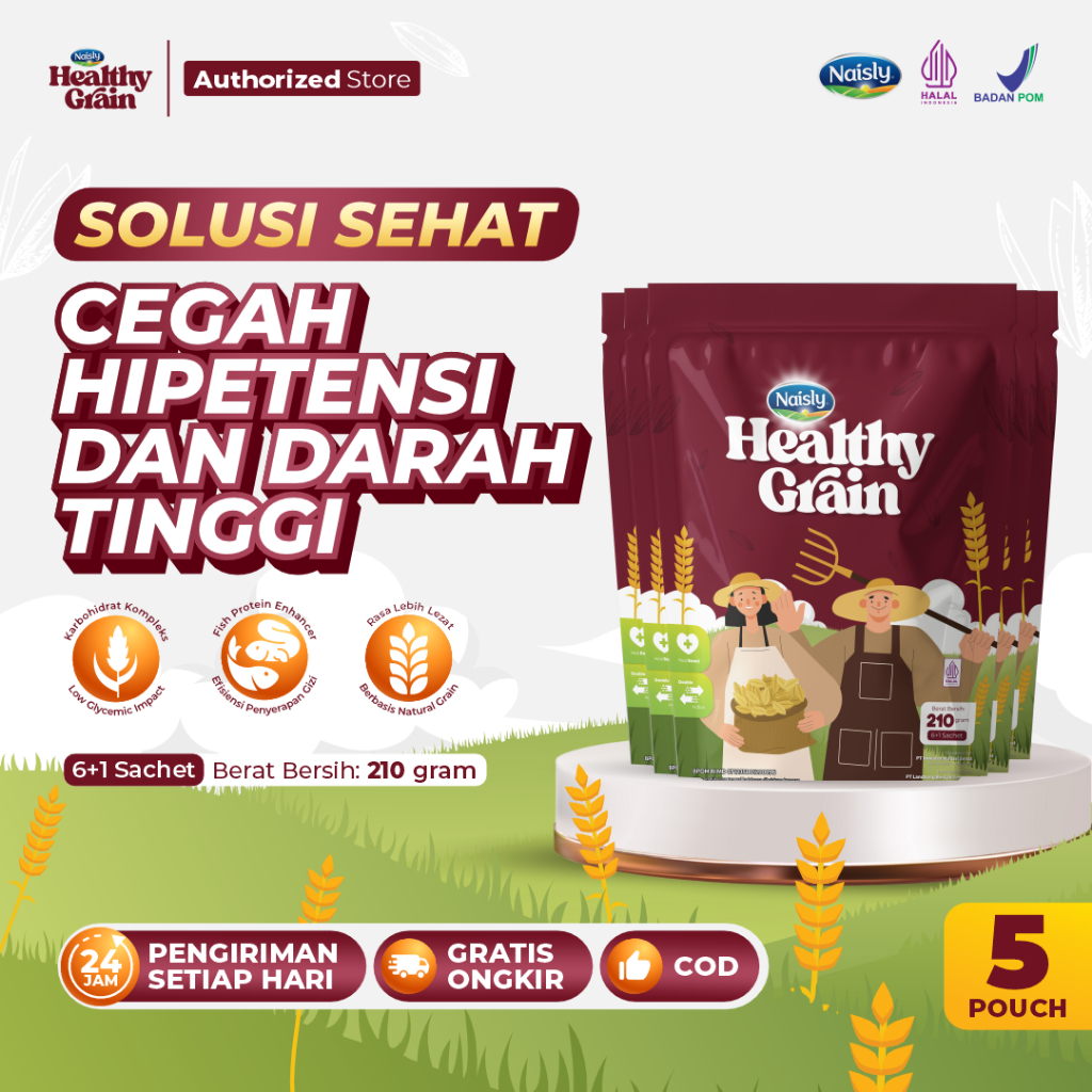 HealthyGrain Sereal Oat Solusi Sehat Mencegah Hipertensi dan Darah Tinggi 5 Pouch