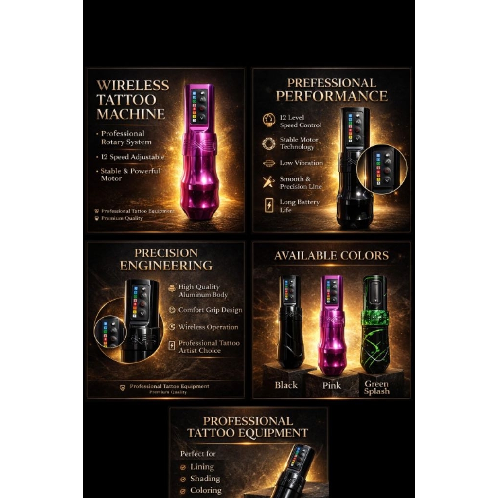 mesin tattoo wireless & pen mini rca , fk iron flux max,exo,bronc,ambition,totop,hummer dll