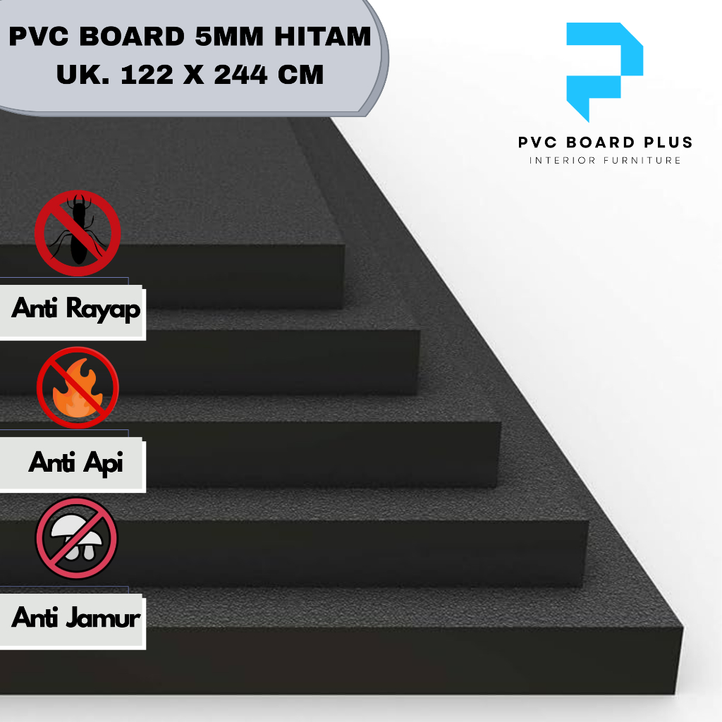 PVC Board Lembaran 5mm Hitam Ukuran 122x244cm | PVC Foam Board | PVC Board Kitchen Set | Interior Fu