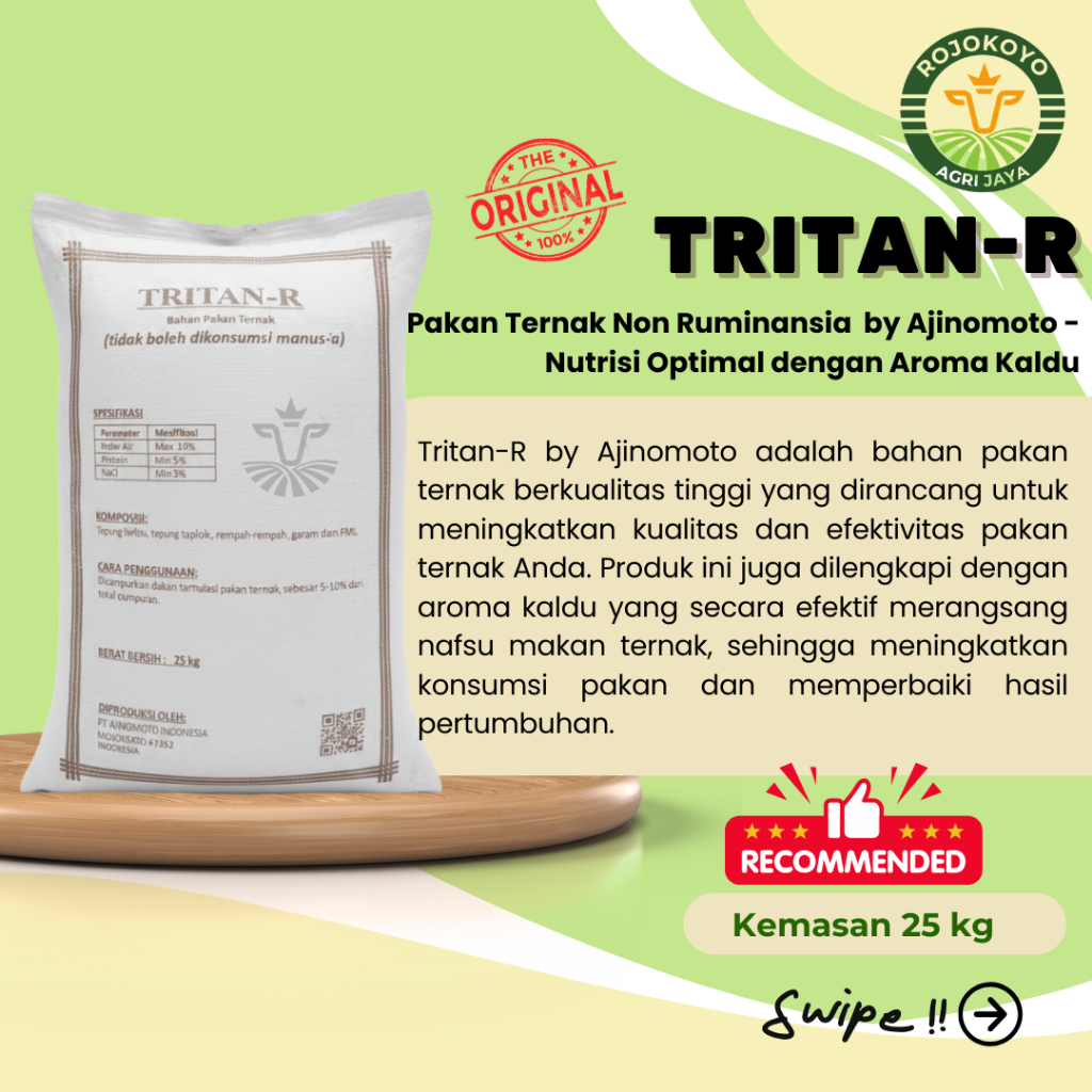 Tritan-R Bahan Pakan Ternak 25 Kg by Ajinomoto - Nutrisi Lengkap dengan Aroma Kaldu