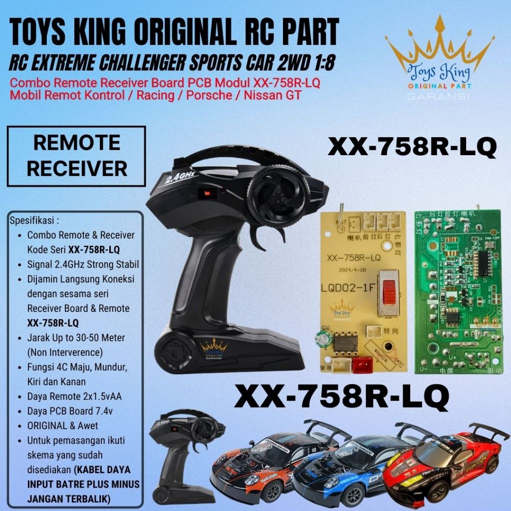 ARIVINDO Universal Remote Receiver PCB Modul XX-758R-LQ 2.4Ghz RC Sport Sedan 1:8 Nissan Porsche