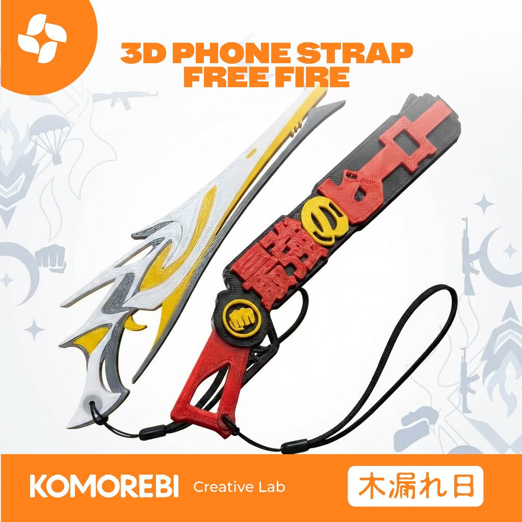 Phone Strap 3D Free Fire SG Gurun SG OPM Gantungan HP M1887 Shotgun Aksesoris Keychain FF Unik Kado 