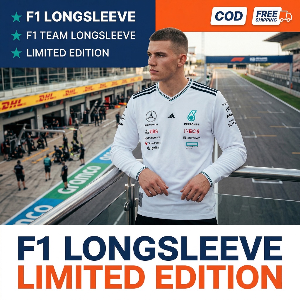 Longsleeve Mercedes F1 Putih 2025 Driver Shirt Formula 1