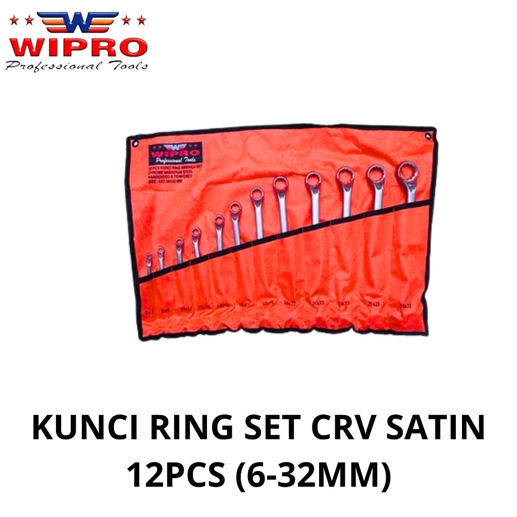 WIPRO KUNCI RING SET CRV SATIN 12PCS (6-32MM) / KUNCI RING 6 - 32MM / KUNCI RING SET
