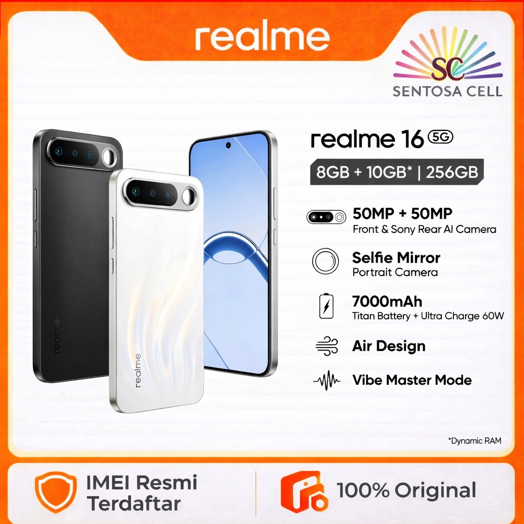 HP REALME 16 5G 8/256 | 12/256 NFC GARANSI RESMI REALME INDONESIA
