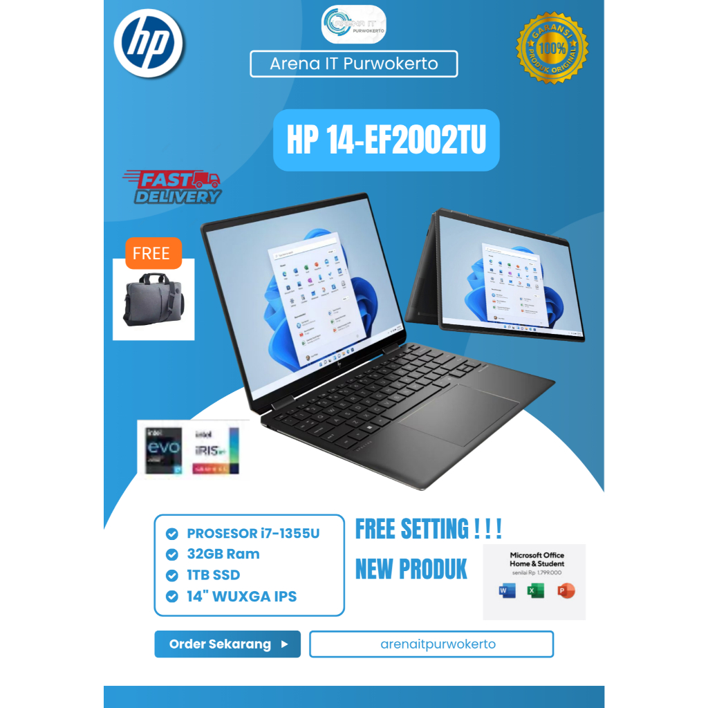 HP Spectre x360 14-ef2002TU [Intel Core i7-1355U EVO/32GB/1TB SSD/14 WUXGA+ Touch/Win 11 Home+OHS 20
