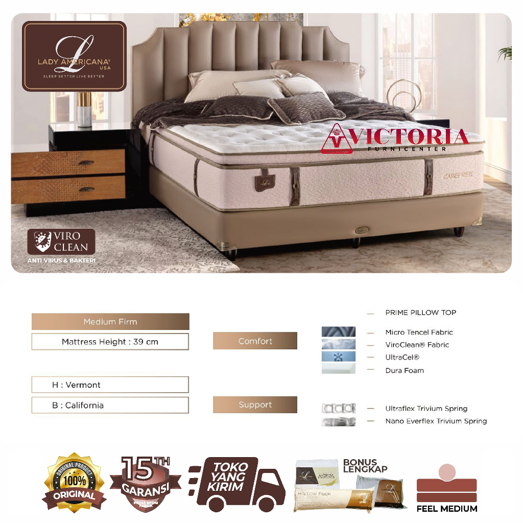 Lady Americana Carefree 180 x 200 180x200 Kasur Saja Mattres Only