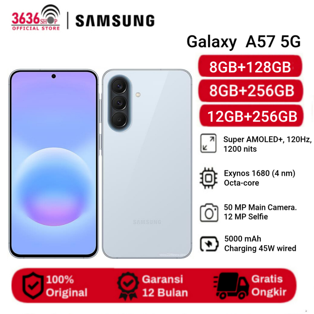 Samsung Galaxy A57 5G [8GB+128GB] [8GB+256GB] [12GB+256GB] Display 6,7 inch Super AMOLED+ - Exynos 1