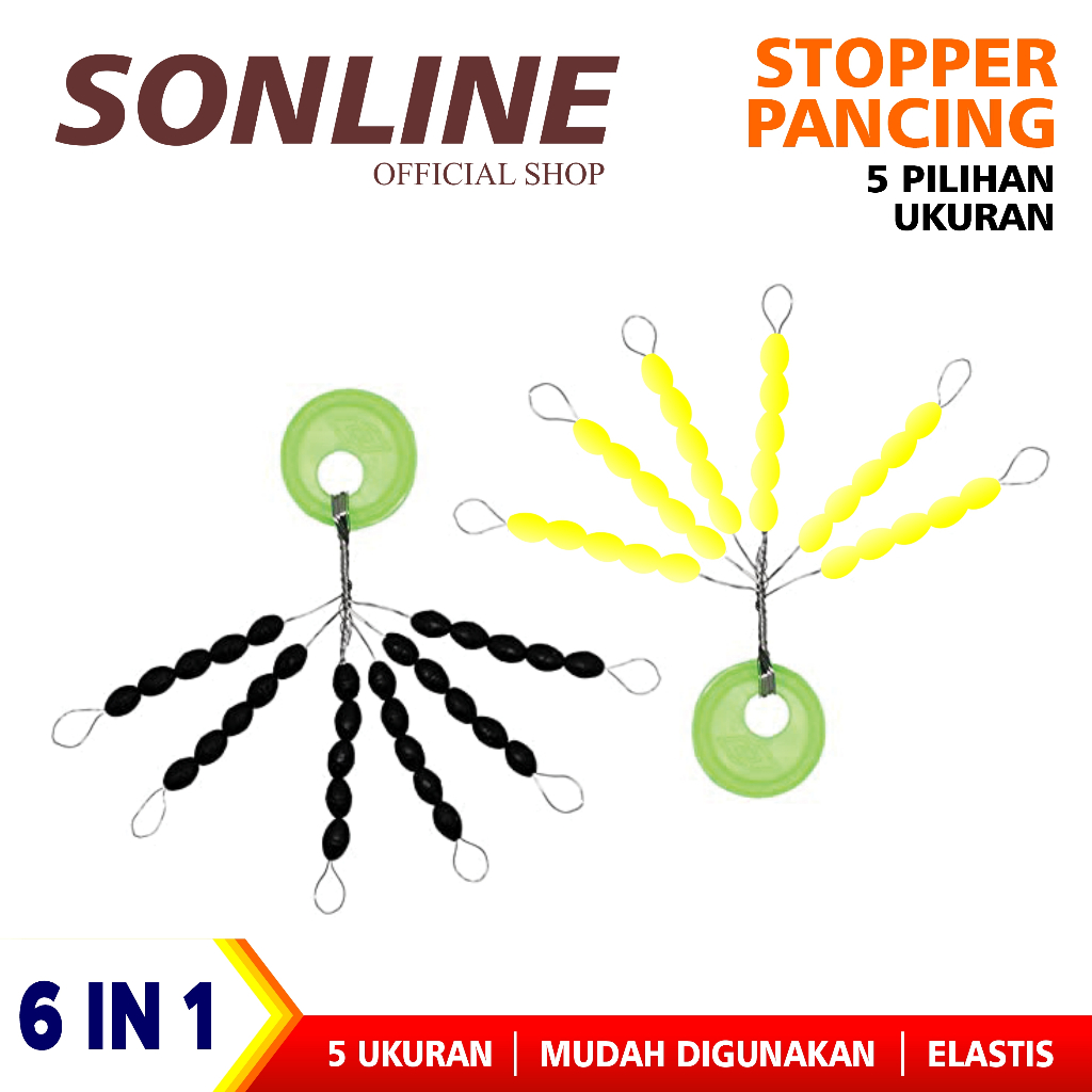 SONLINE Stopper Pancing Warna Kuning dan Hitam Alat Pancing Model Batang 01pcs Ukuran XL L M S SS