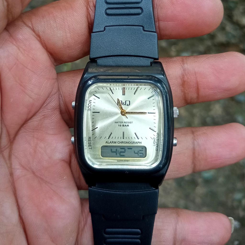 Jam Tangan Q&Q QnQ QQ GZ04J008Y Anadigi Original Pria Preloved Second Bekas