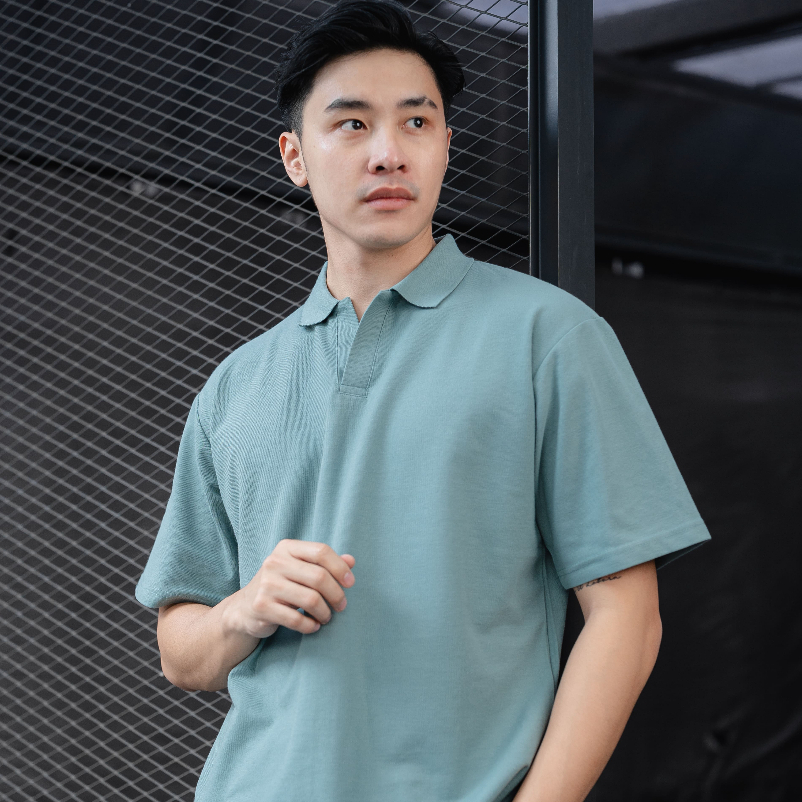 Nara Oversize Polo in Mineral Green - Kaos Polo Oversize Pria Mineral Green – ByBlank