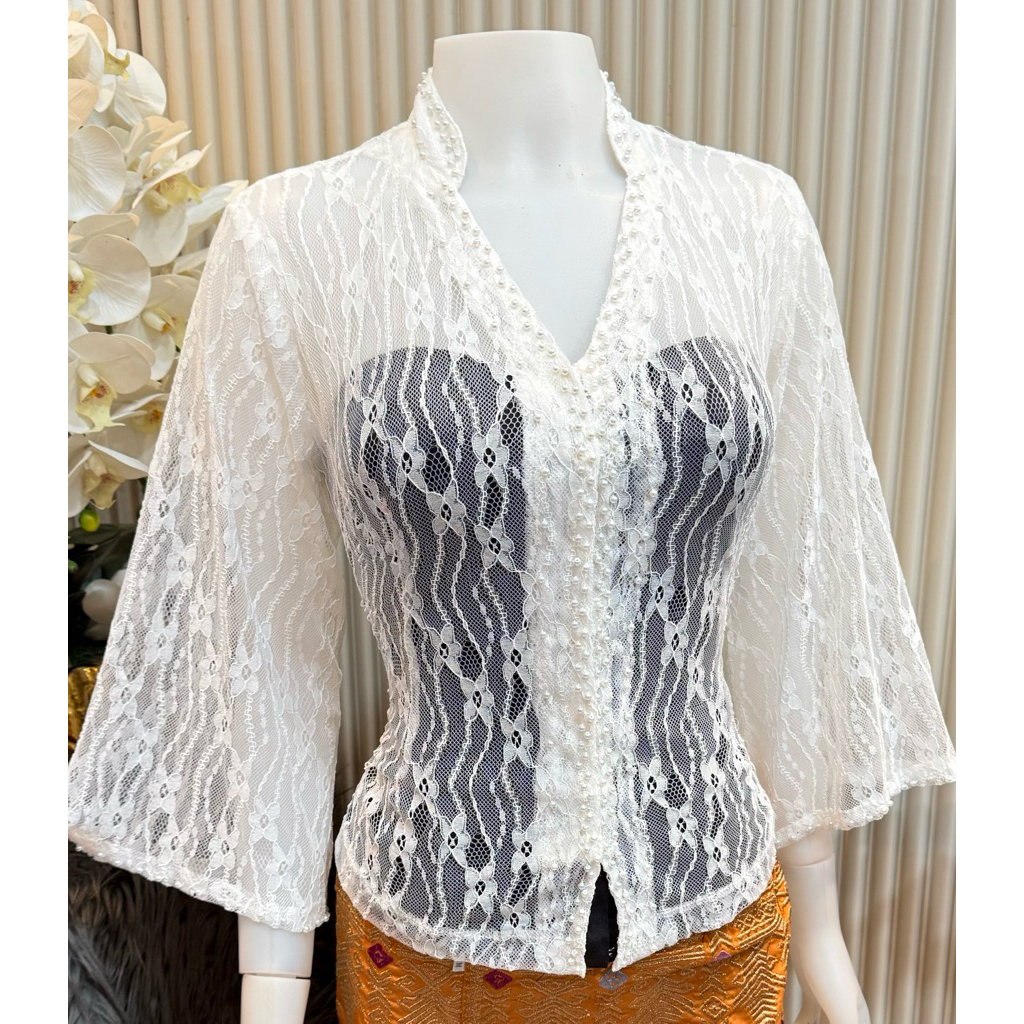kebaya brokat payet spesial putih ( kebaya saja )