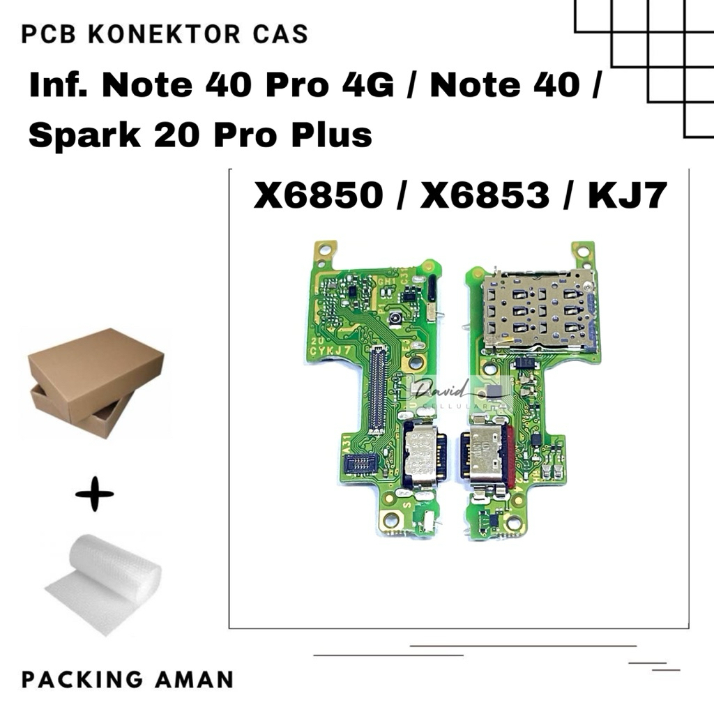 Pcb Infinix Note 40 Pro 4G / Note 40 / Tecno Spark 20 Pro Plus X6850 X6853 KJ7 - Papan Konektor Cas