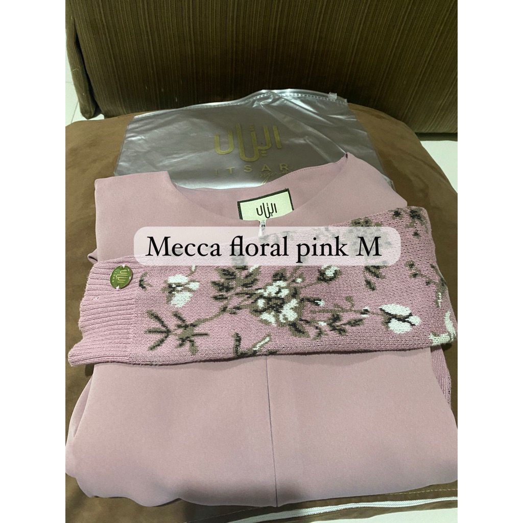 itsar syari mecca floral dusty pink