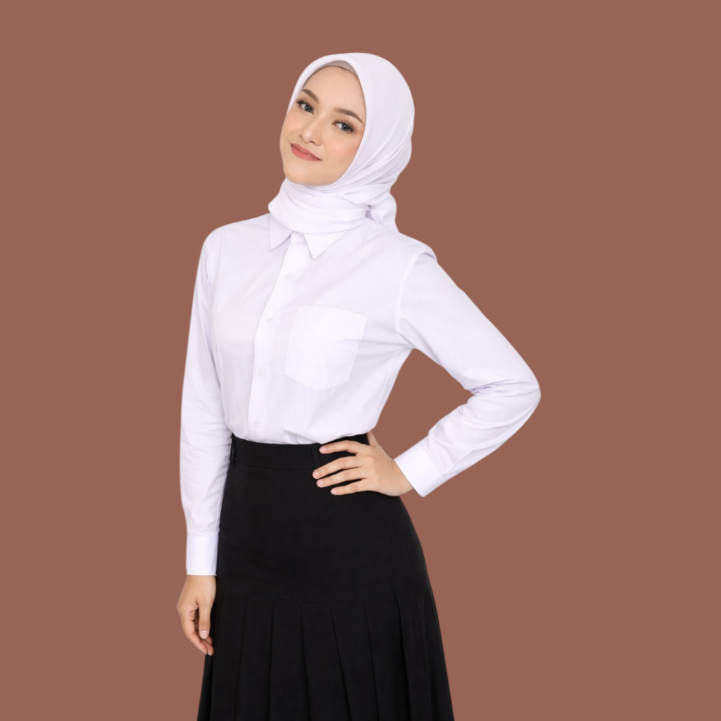 Kemeja Putih Polos Pria Lengan Panjang Wanita Sekolah Paud Tk Sd Smp Sma Ospek Anak Laki Laki