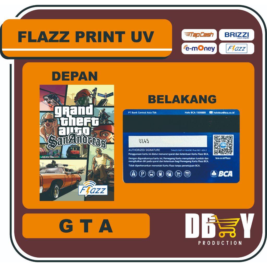 Emoney Brizzi TapCASH Flazz gen 2 (CUSTOM Print Uv) Edisi GTA