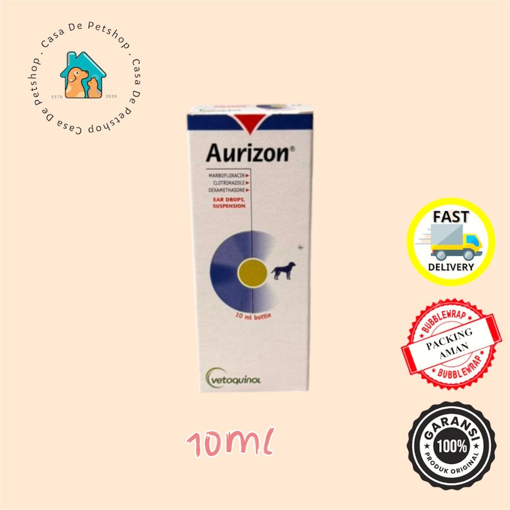 Aurizon Ear Drop Suspension 10ml Obat Tetes Telinga Anjing Atasi Otitis Pada Kuping Anjing