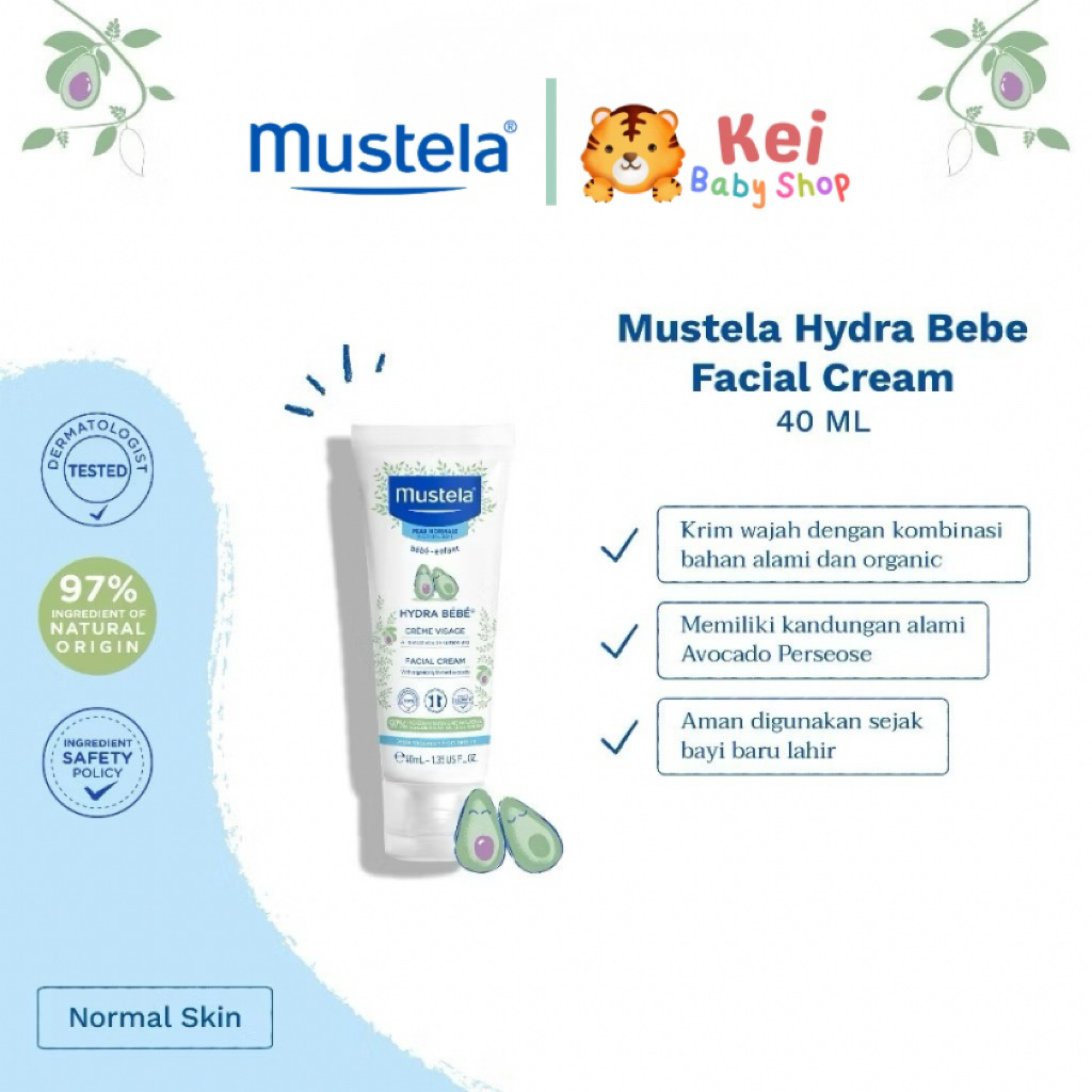 Mustela Hydra Bebe Facial Cream 40ml / Krim Wajah Bayi Alami / Cream Wajah anak