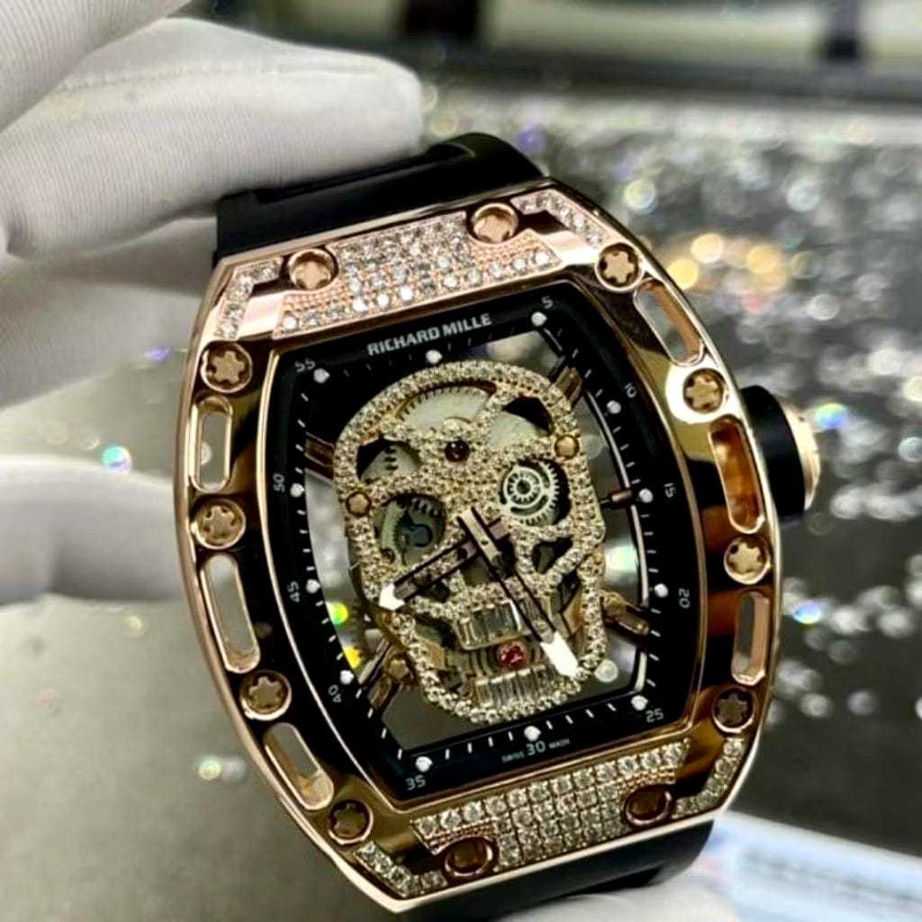 Jam Tangan Rm052 Tourbillon Skull Tourbillon Fullset/Jam Tangan Pria Terbaru/Jam tangan Cowok