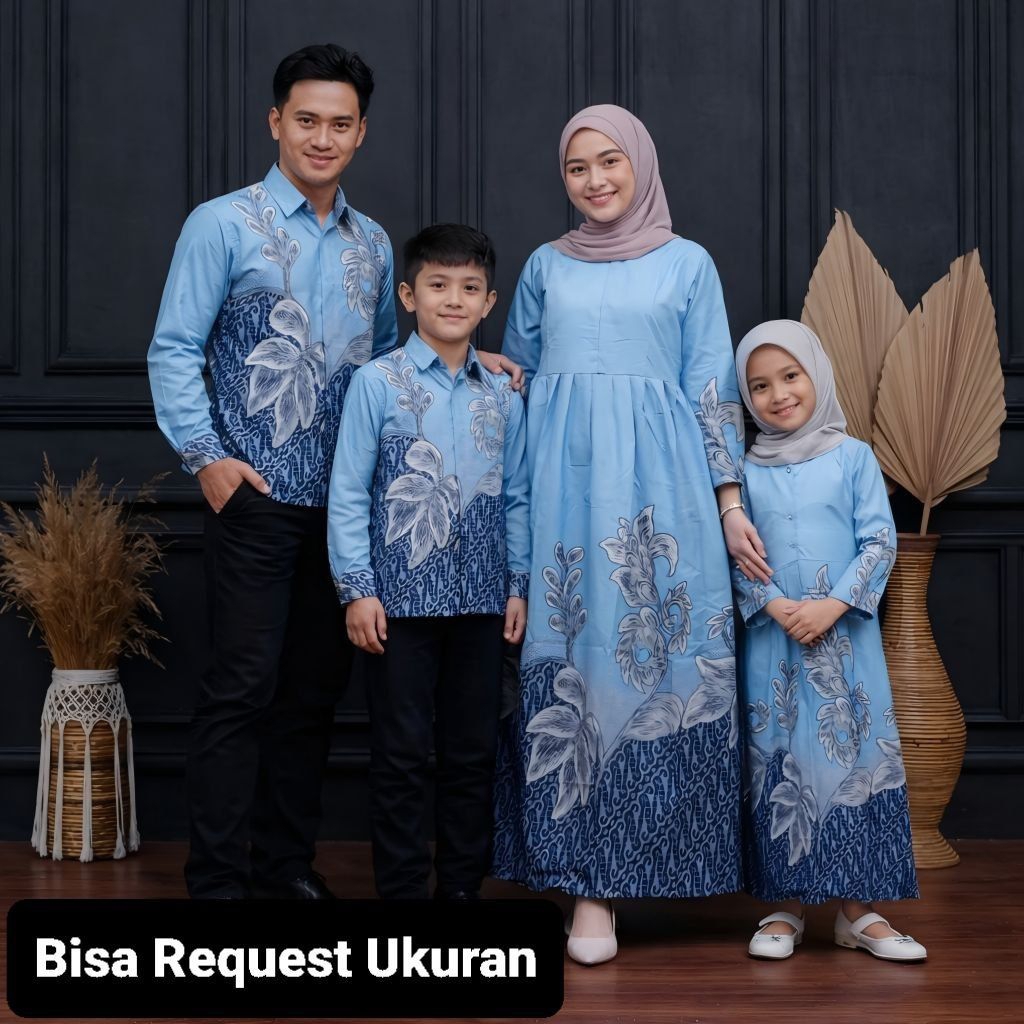 BAJU SERAGAM BATIK COUPLE GAMIS PASANGAN SARIMBIT KELUARGA CUSTOM ANAK BALITA REMAJA CEWEK COWOK / A