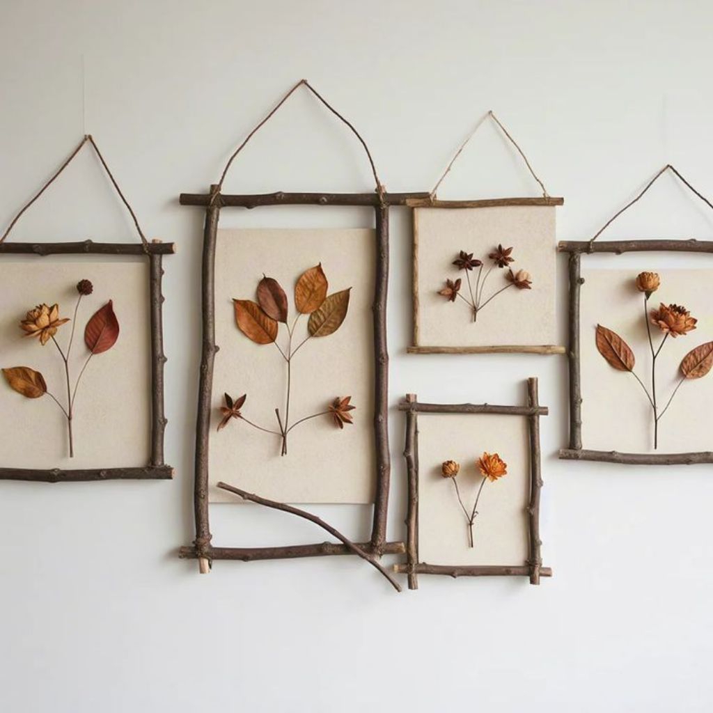 hiasan dinding daun kering estetik