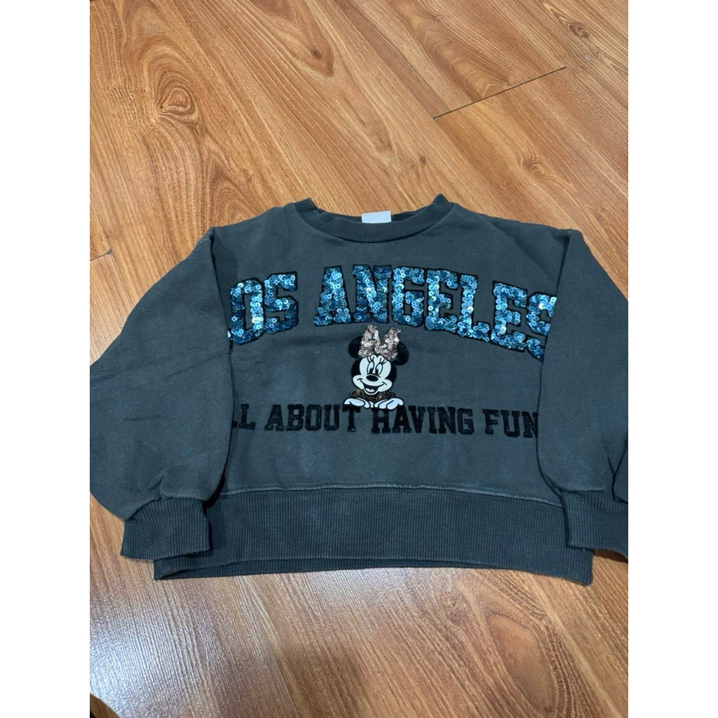 Sweater Anak Zara x Disney Minnie Preloved Original Size 6 (116 cm) Abu