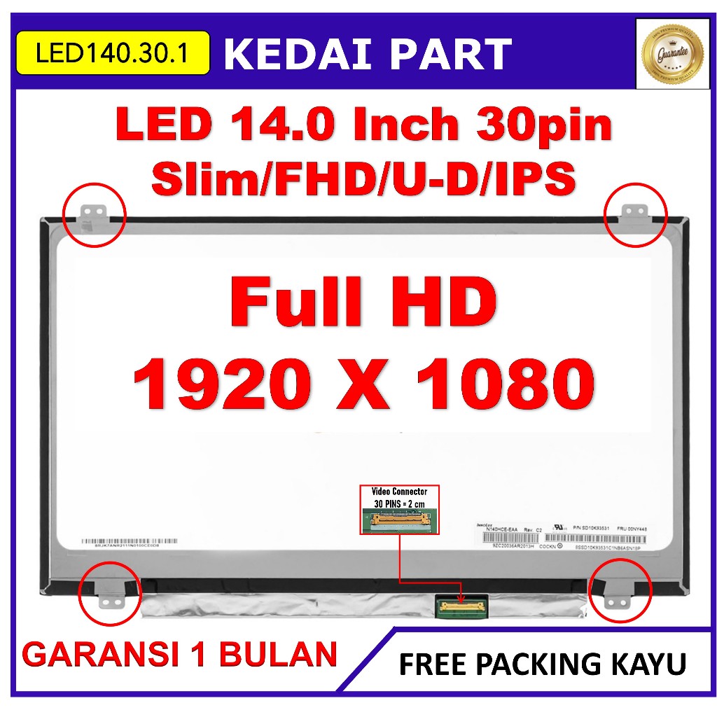 LCD LED Asus 14 Inch 14.0 Inch 30 pin Slim Full HD FHD AB IPS