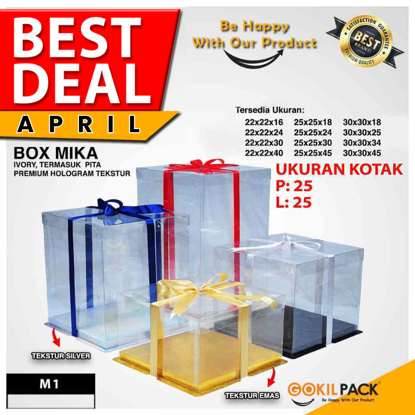 Cake Box Kotak Kue Mika Transparan Dus Hadiah - Tutup Mika 25x25