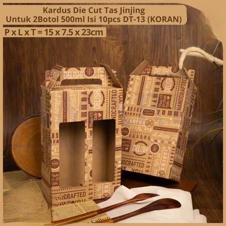 10 Pcs Gable Box Coklat Koran Die Cut Ukuran 15x7.5x23 Cm Kardus Hampers Jinjing Muat Botol 500 Ml I