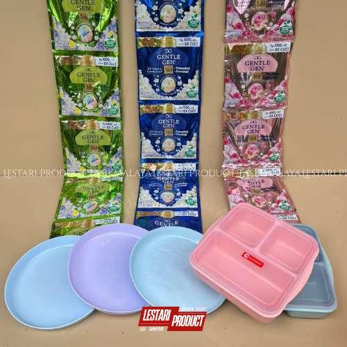 ( 16 PCS ) GENTLE GEN CAIR FREE HADIAH MENARIK BEBAS PILIH ( PIRING, EMBER, LUNCH BOX ) | DETERGEN C
