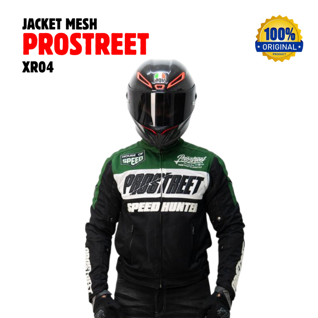 JAKET MOTOR MESH PROSTREET CLAYMORE XR04 GREEN ORIGINAL
