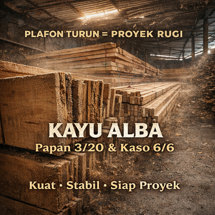Kayu Kaso Plafon 3/20 &  6/6 ALBA (200/250cm) – Rangka Plafon Kuat & Stabil