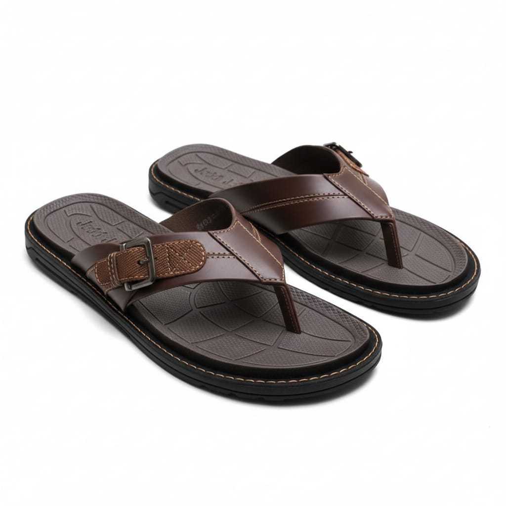 JEDDI [VERDY 101] Sandal Jepit Pria Kasual Gesper Kulit