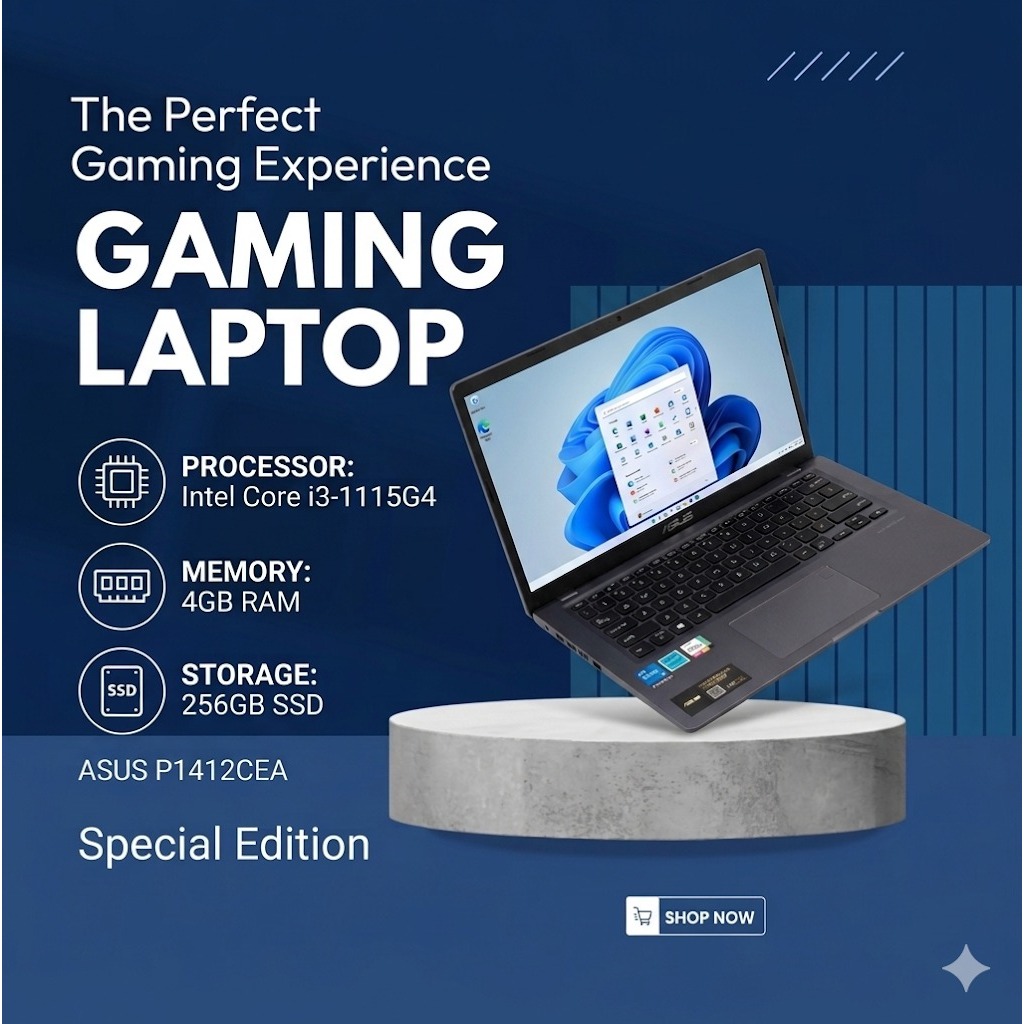 Laptop Asus P1412CEA Intel Core i3-1115G4 Ram 4Gb Ssd 256Gb