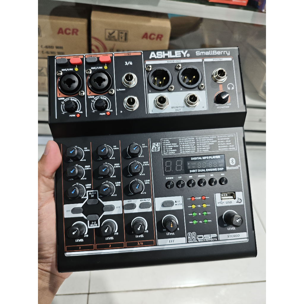 Mixer Audio Ashley SmallBerry Original 4 Chanel Efek Reverb Digital 99DSP USB Bluetooth Small Berry 