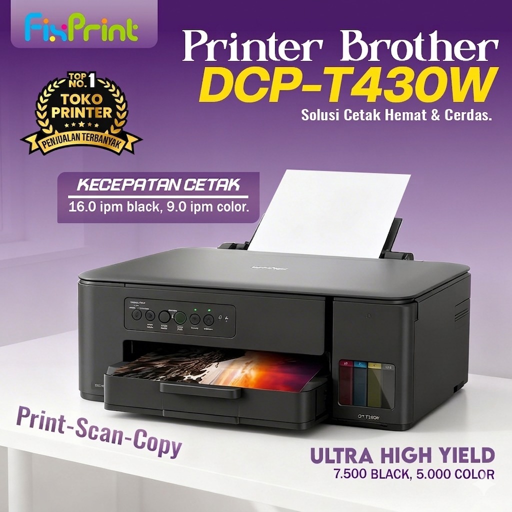 Printer Brother DCP-T430W DCP-T530DW DCP T230 InkTank Dengan Tinta CMYK WiFi Print-Scan-Copy / Print