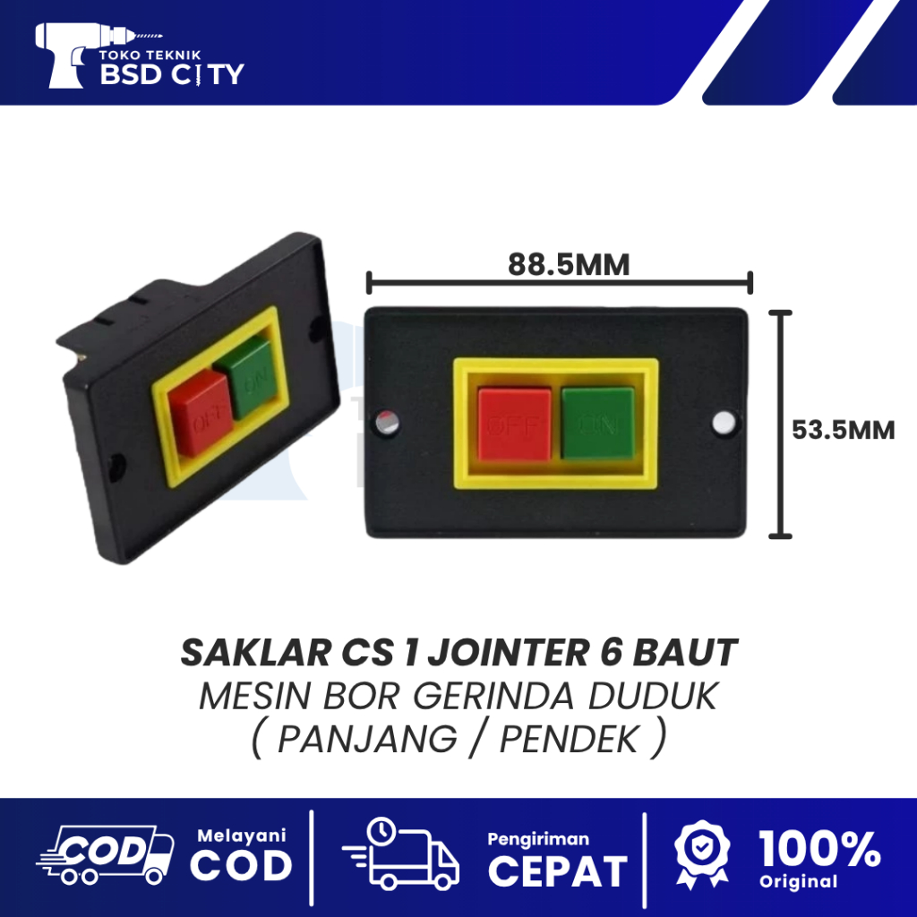 BULL Saklar On Off CS1 Jointer 6 Baut Waterproof / Switch Bor Duduk / Gerinda Duduk