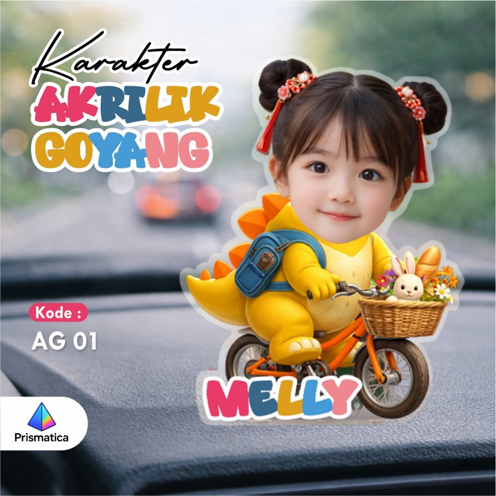 Hiasan Mobil Akrilik Goyang Kepala Custom Mainan Goyang Lucu