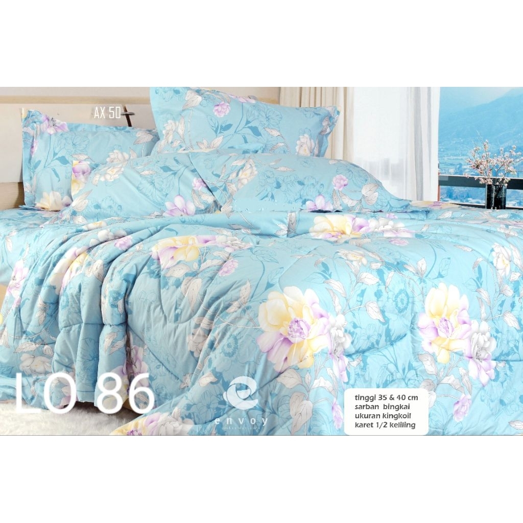 SPREI ENVOY SEGITIGA tinggi 40cm bahan 100% katun cvc dingin, lembut dan nyaman dipakai.