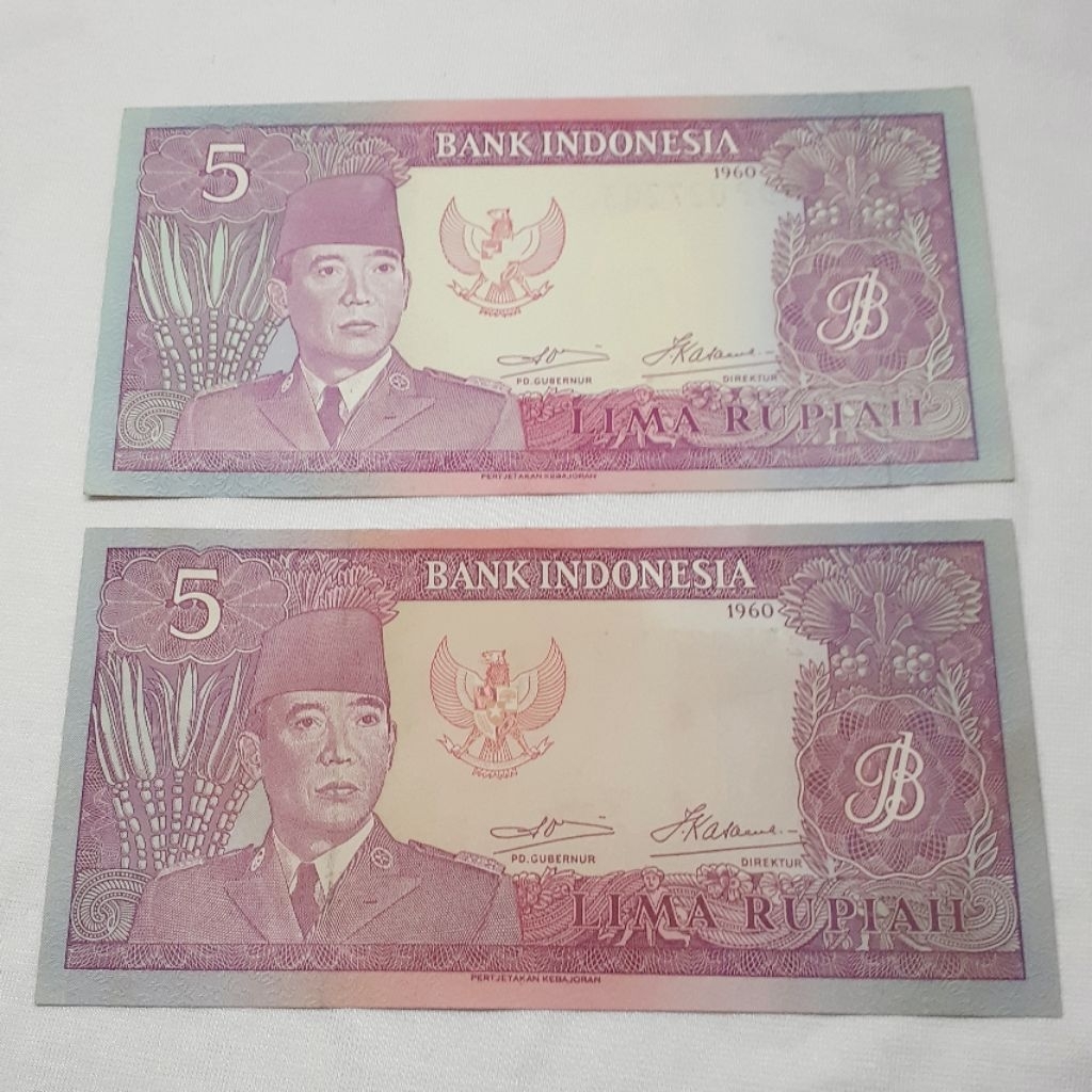 uang kuno indonesia seri soekarno pecahan 5rp tahun 1960