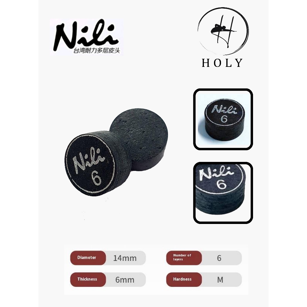 Master Tip NILI Black 6 / Tip Nili 6 / Nili Cue Tip / Master Cue Tip NILI