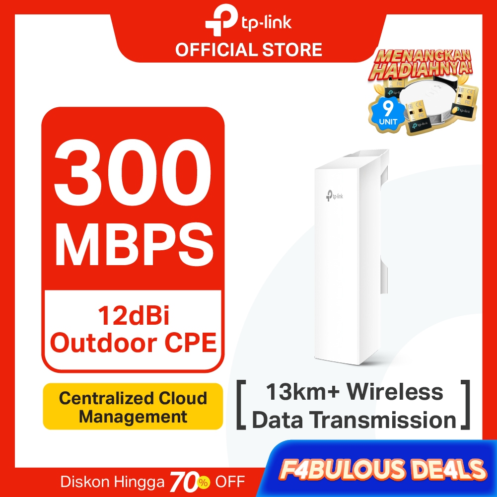 TP-Link CPE220 CPE210 | 2.4GHz 300Mbps Outdoor CPE | 12dBi | Pharos | 13km Wireless | IPX5 Tahan Cua