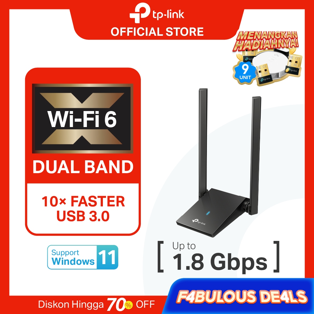 TP-Link Archer TX20U Plus | AX1800 High Gain WiFi 6 Adapter | USB 3.0 | Dual Band | Dongle WiFi